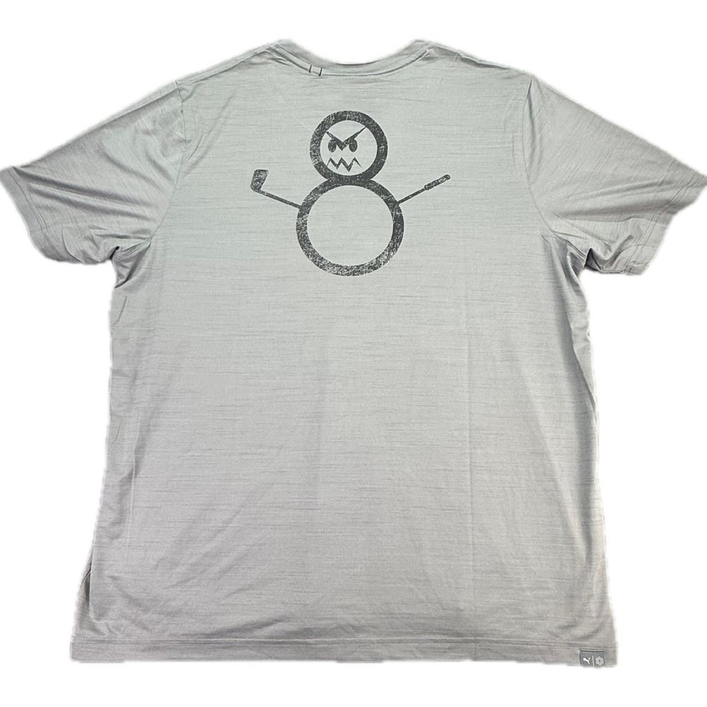 Puma Cloudspun H8 Golf Tee Mens XL Gray Heather Broken Heart Snowman 539114 02